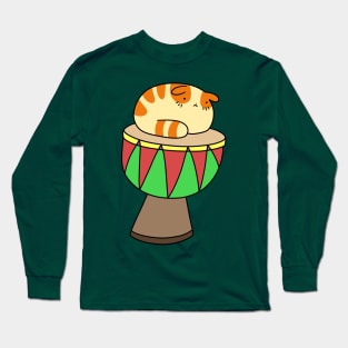 Djembe Tabby Cat Long Sleeve T-Shirt